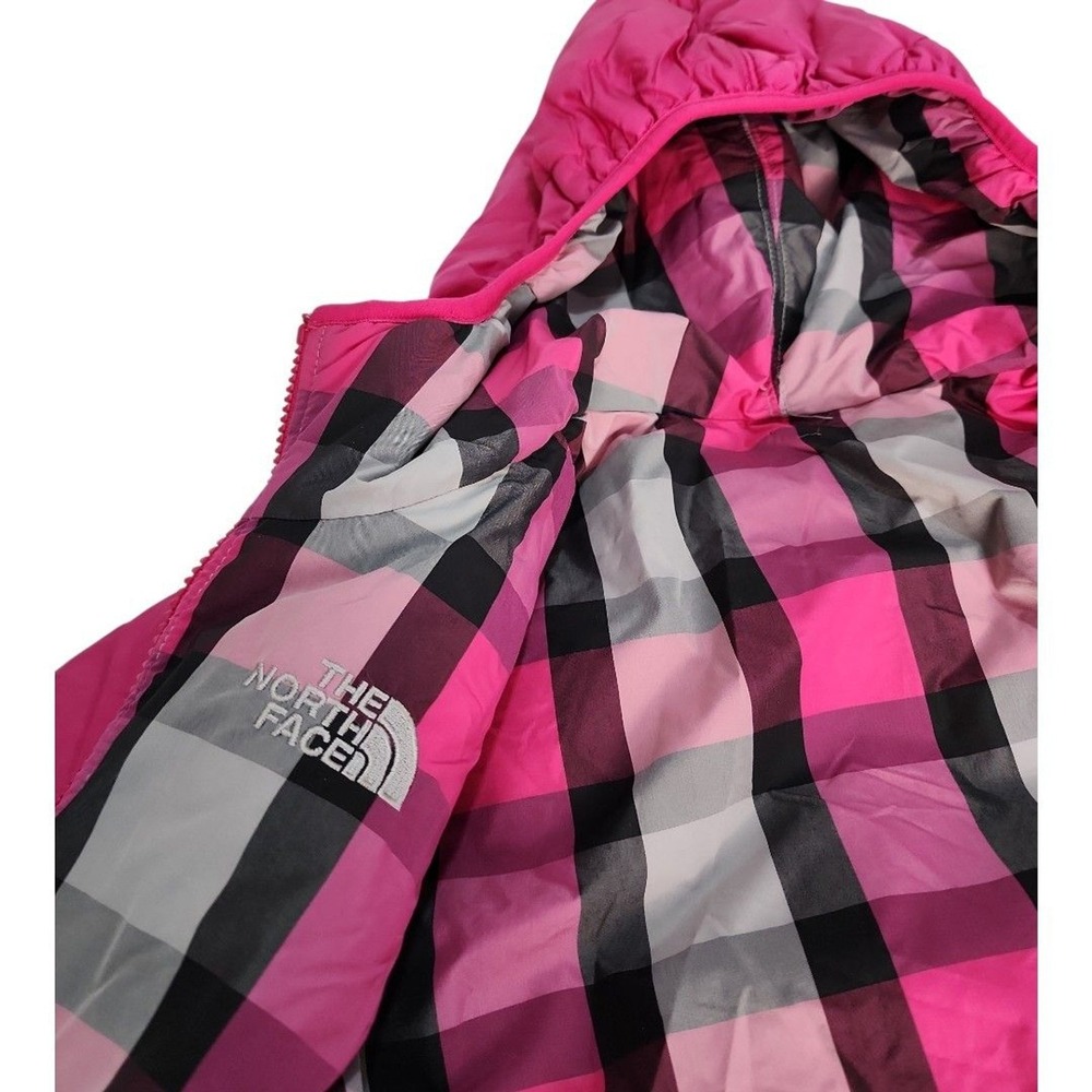 The North Face Puffer Jacket Girls M 10/12 Pink 550 Down Quilted Warm reversible - Picture 8 of 13